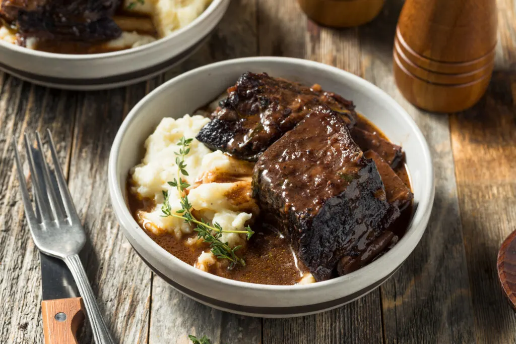 Homemade Braised Beef Short Ribs with Gravy and Potatoes