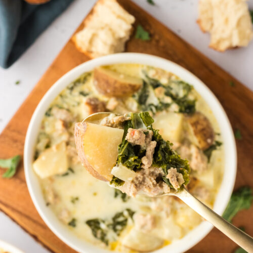 Zuppa toscana soup in the slow cooker